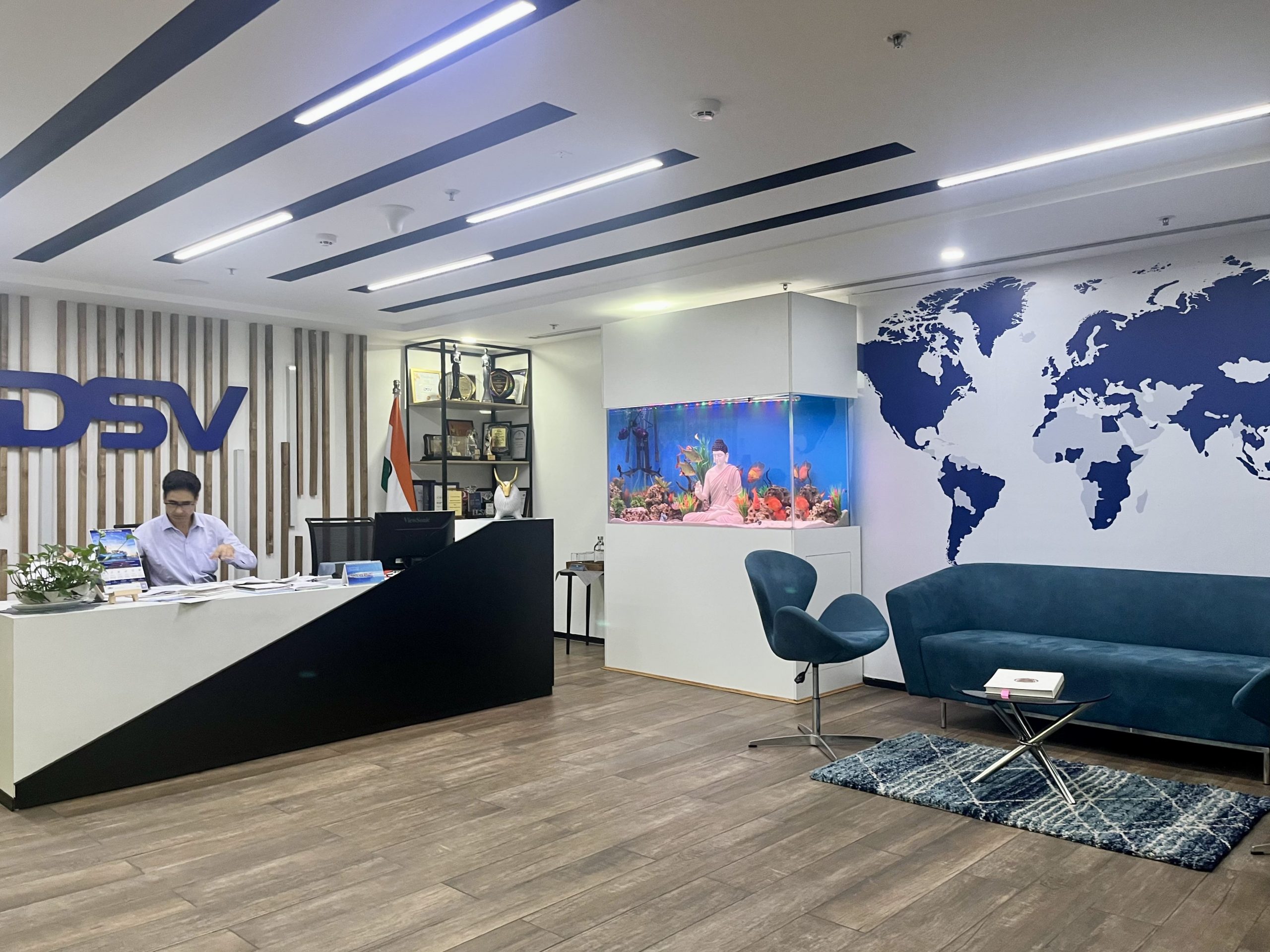 Custom-built fish aquarium in a modern living room – Gurgaon
